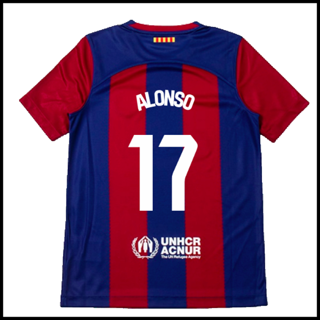 Nogometni Dres FC Barcelona Dječji ALONSO #17 Domaći Komplet 2023-2024