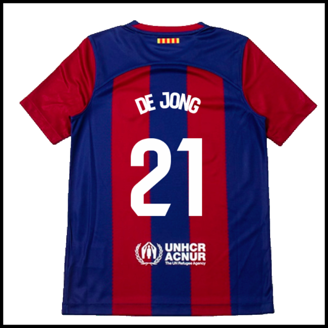 Nogometni Dres FC Barcelona Dječji DE JONG #21 Domaći Komplet 2023-2024
