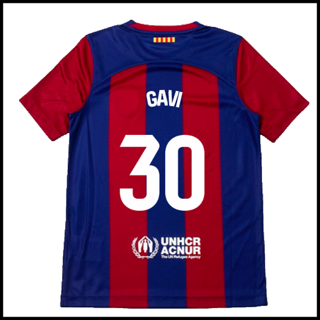 Nogometni Dres FC Barcelona Dječji GAVI #30 Domaći Komplet 2023-2024