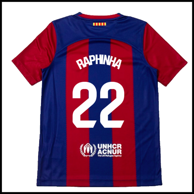 Nogometni Dres FC Barcelona Dječji RAPHINHA #22 Domaći Komplet 2023-2024