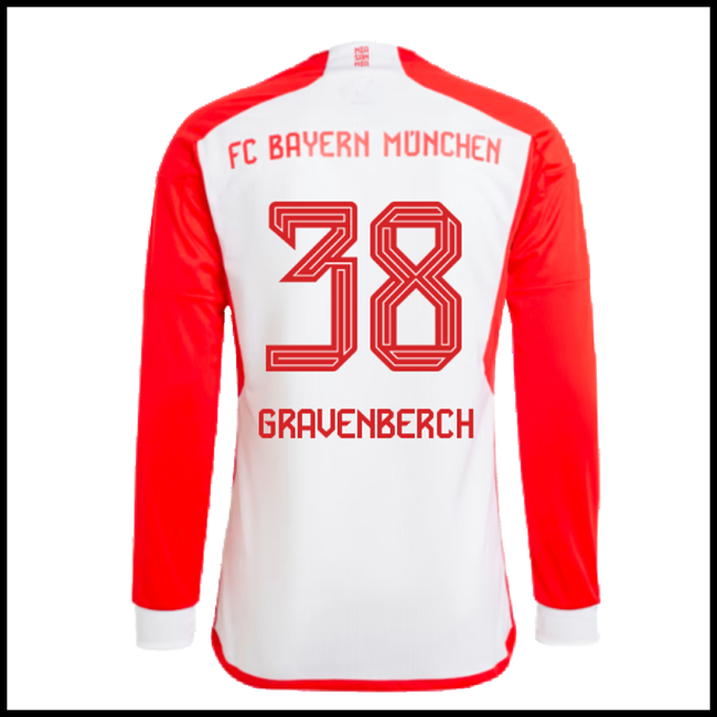Nogometni Dres FC Bayern München GRAVENBERCH #38 Dugim Rukavima Domaći Komplet 2023-2024