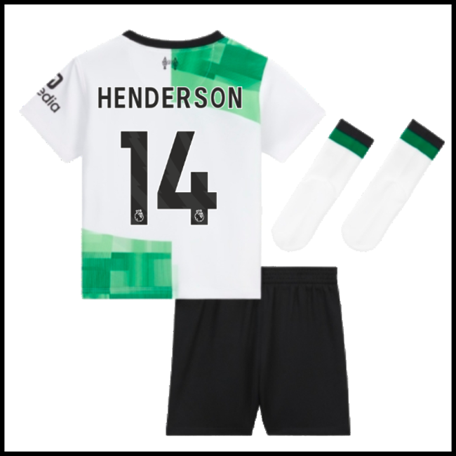 Nogometni Dres Liverpool Dječji HENDERSON #14 Gostujući Komplet 2023-2024