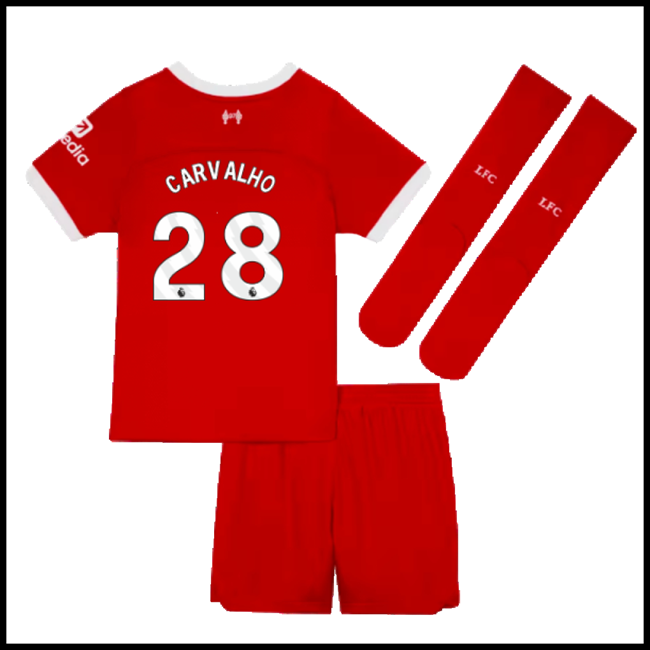 Nogometni Dres Liverpool Dječji CARVALHO #28 Domaći Komplet 2023-2024