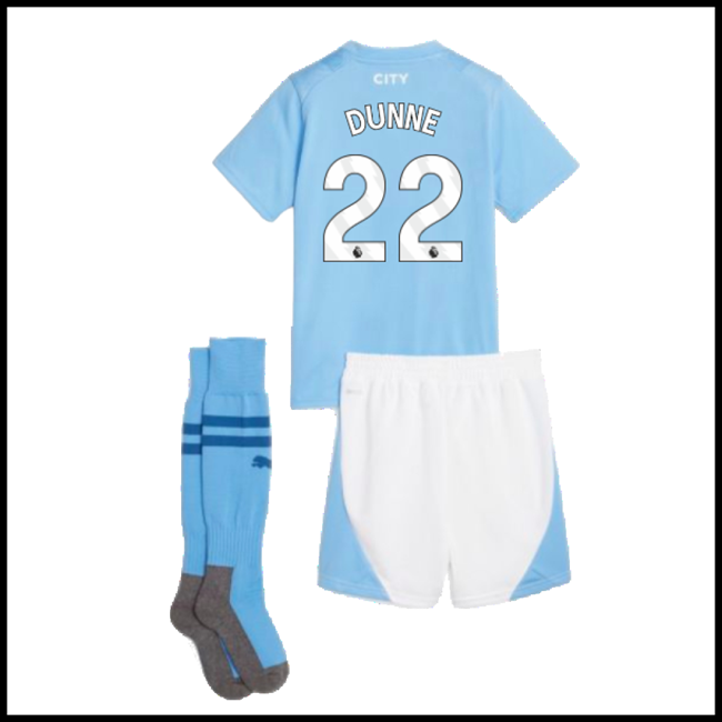 Nogometni Dres Manchester City Dječji DUNNE #22 Domaći Komplet 2023-2024