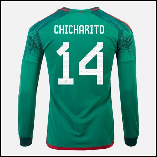 Nogometni Dres Meksiko CHICHARITO #14 Dugim Rukavima Domaći Komplet Svjetsko Prvenstvo 2022