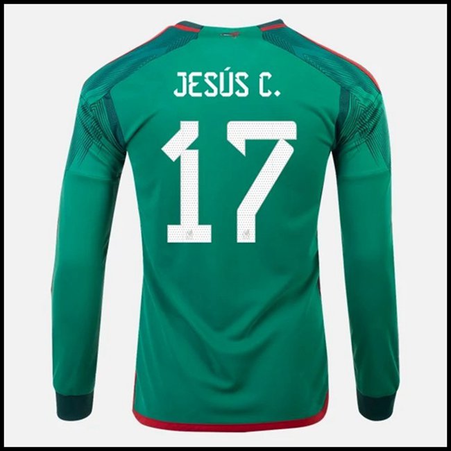 Nogometni Dres Meksiko JESUS C #17 Dugim Rukavima Domaći Komplet Svjetsko Prvenstvo 2022