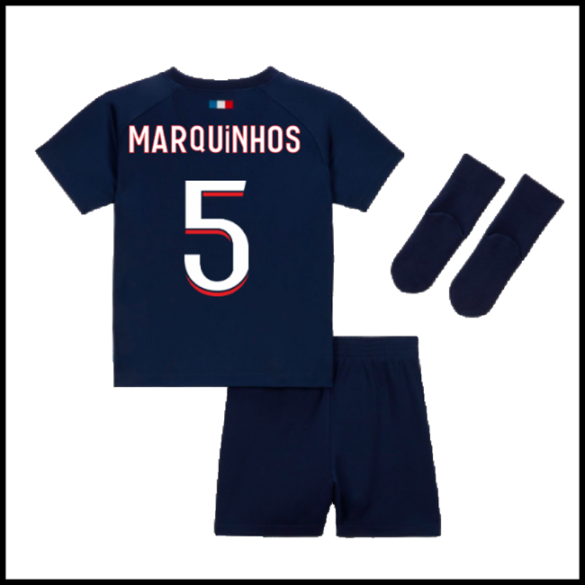 Nogometni Dres Paris Saint Germain PSG Dječji MARQUINHOS #5 Domaći Komplet 2023-2024