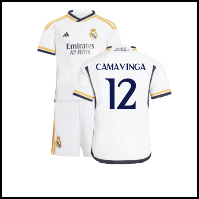 Nogometni Dres FC Real Madrid Dječji CAMAVINGA #12 Domaći Komplet 2023-2024