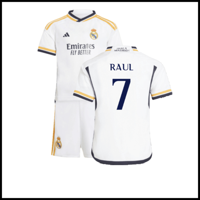 Nogometni Dres FC Real Madrid Dječji RAUL #7 Domaći Komplet 2023-2024