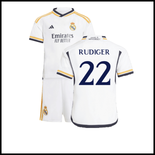 Nogometni Dres FC Real Madrid Dječji RUDIGER #22 Domaći Komplet 2023-2024