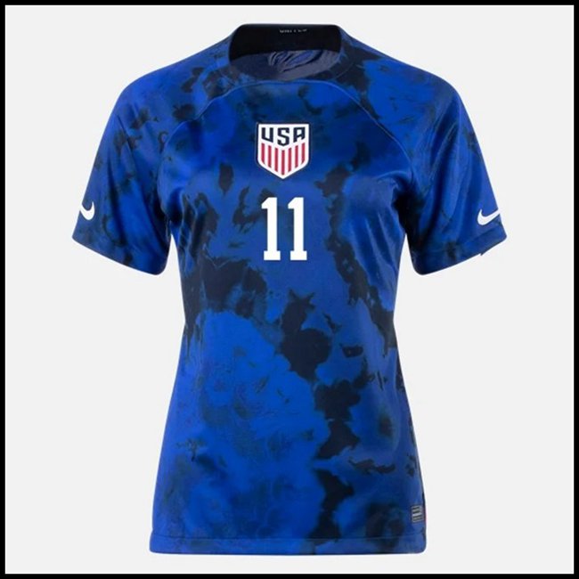 SAD AARONSON #11 Odjeća,outlet Nogometni Dres SAD Ženska AARONSON #11 Gostujući Komplet Svjetsko Prvenstvo 2022 trgovina